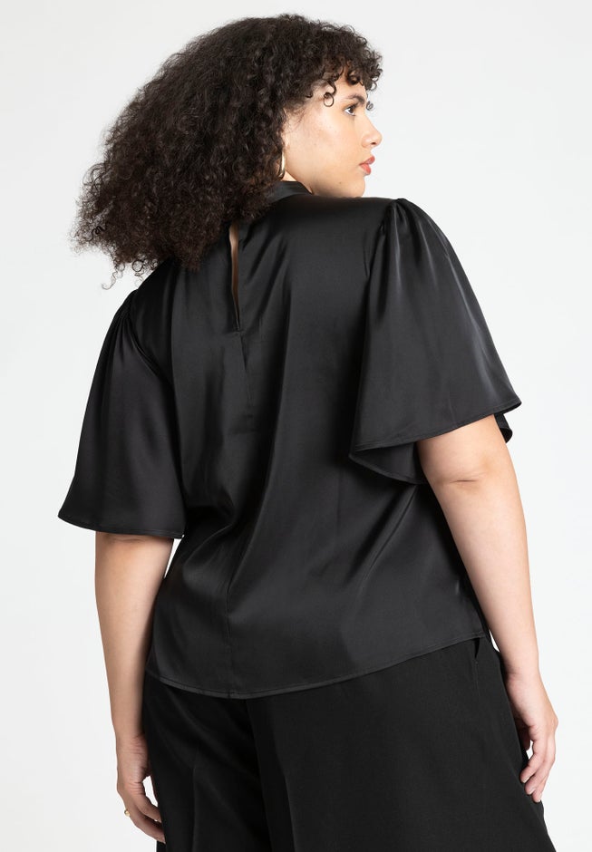 Flutter Sleeve Satin Blouse image number 1
