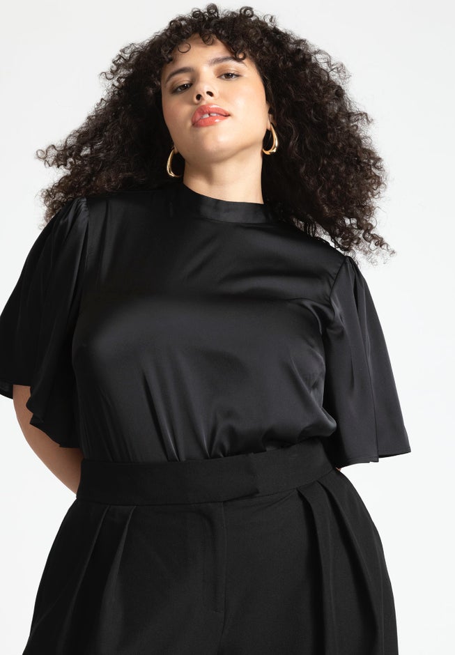Flutter Sleeve Satin Blouse image number 0