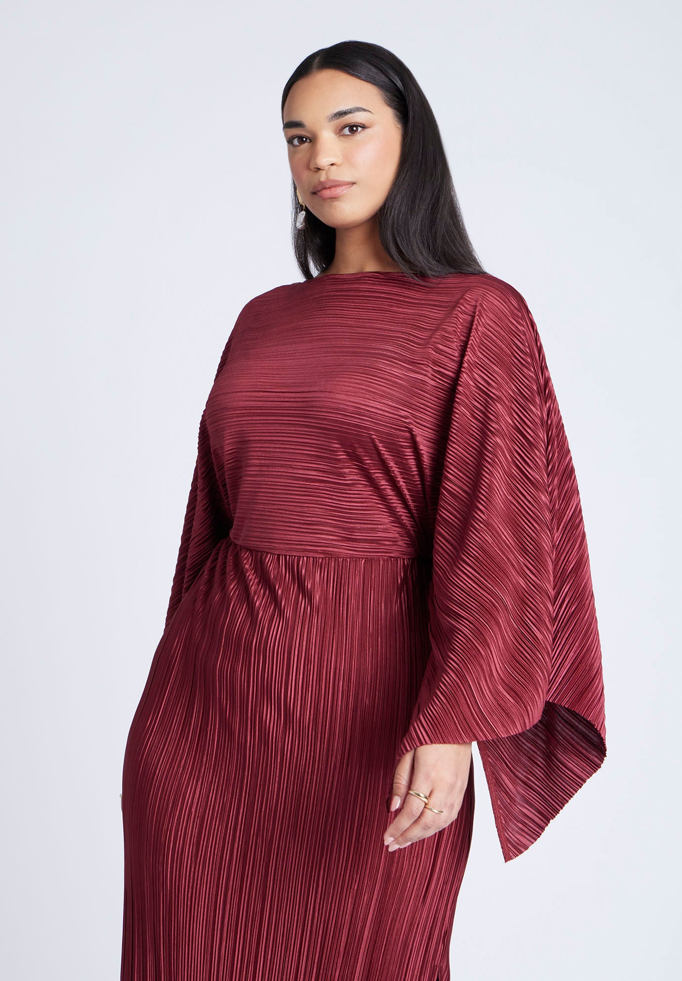 Cape Effect Plisse Dress image number 3