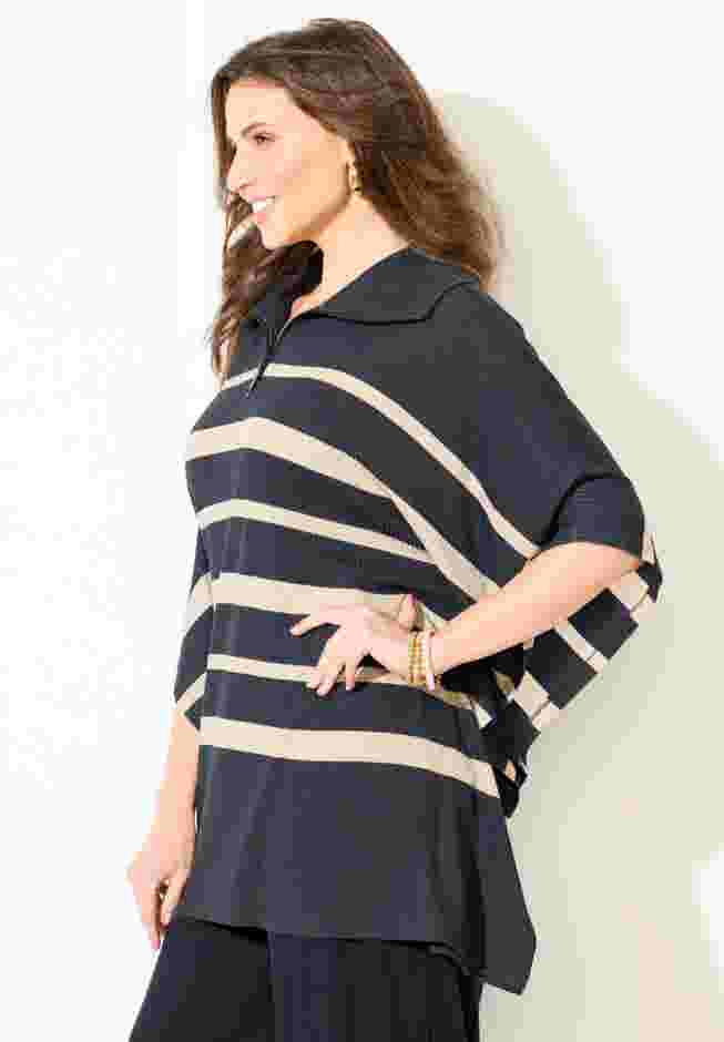 AnyWear Brushed Hacci Ribbed Poncho image number 2