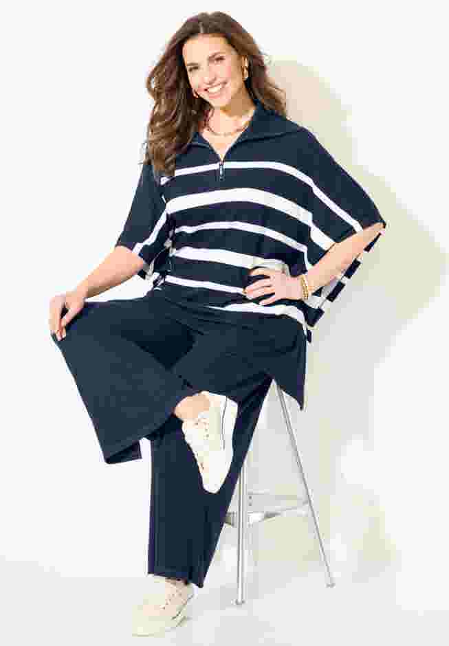 AnyWear Brushed Hacci Ribbed Poncho image number 0