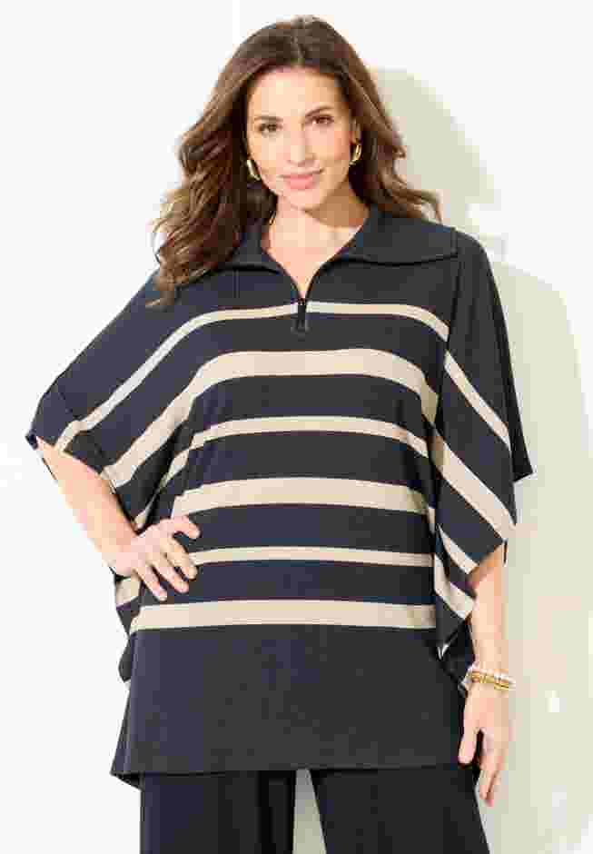 AnyWear Brushed Hacci Ribbed Poncho image number 0