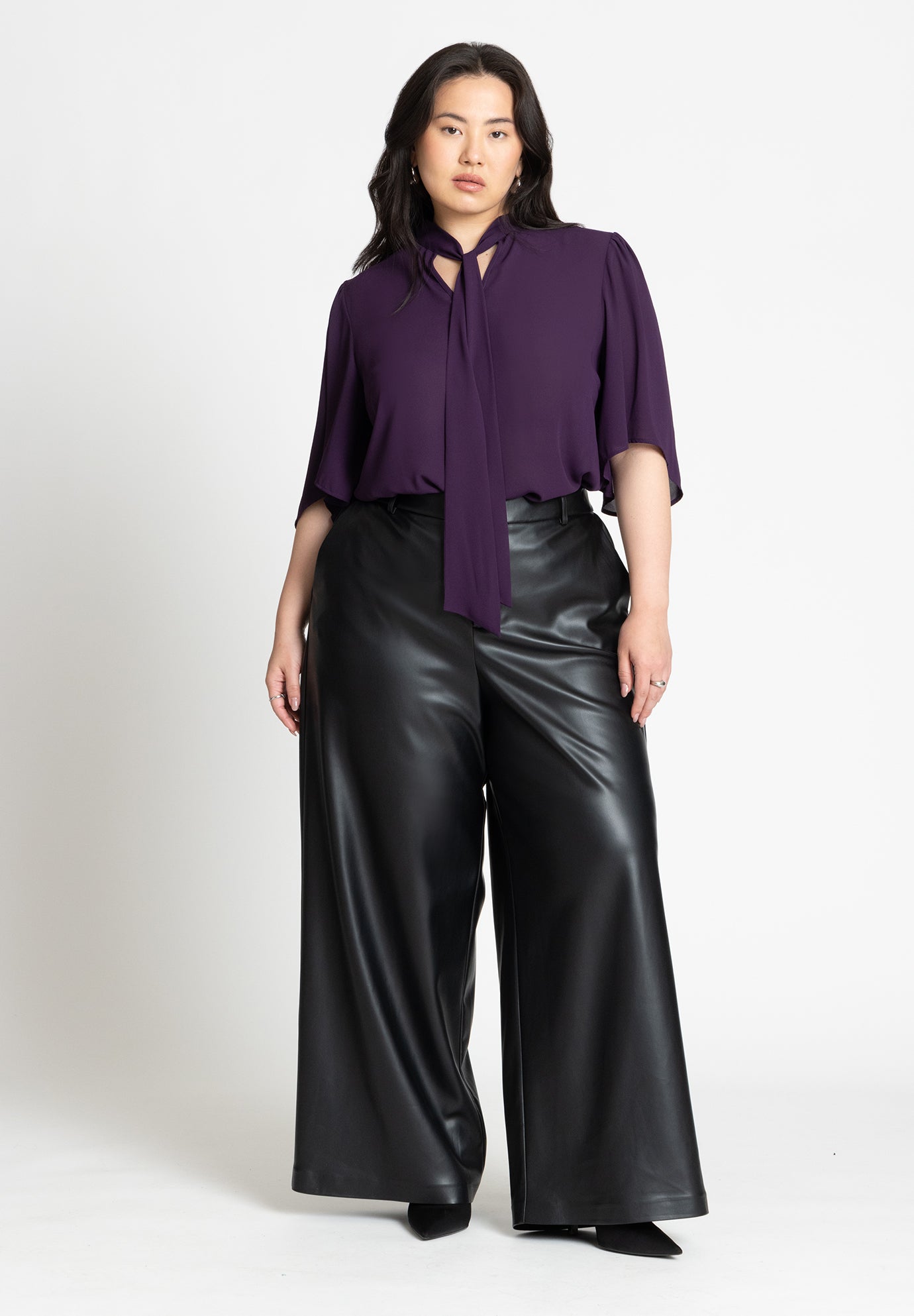 Bow Blouse With Flutter Sleeve image number 2