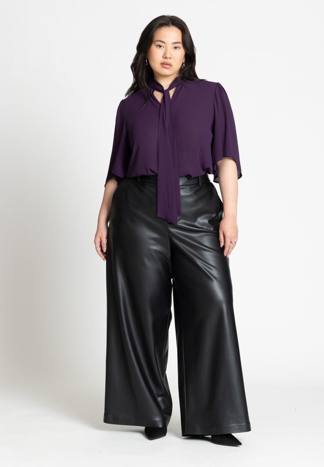 Bow Blouse With Flutter Sleeve image number 2