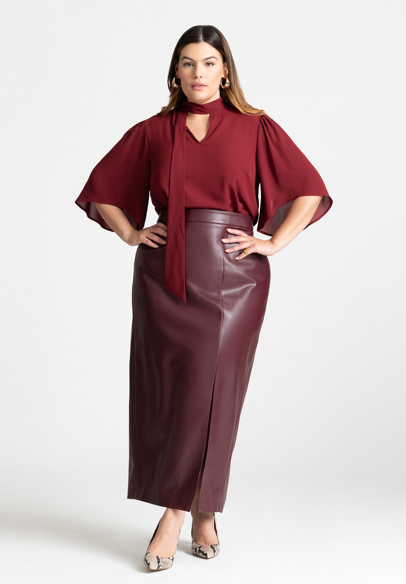 Bow Blouse With Flutter Sleeve image number 3