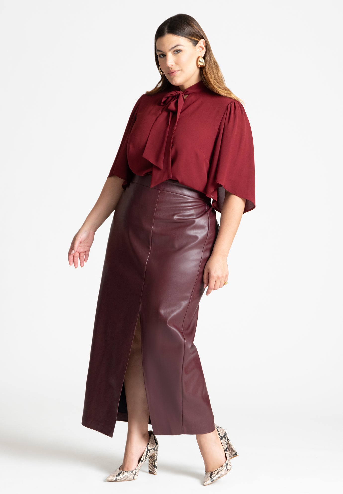 Bow Blouse With Flutter Sleeve image number 4