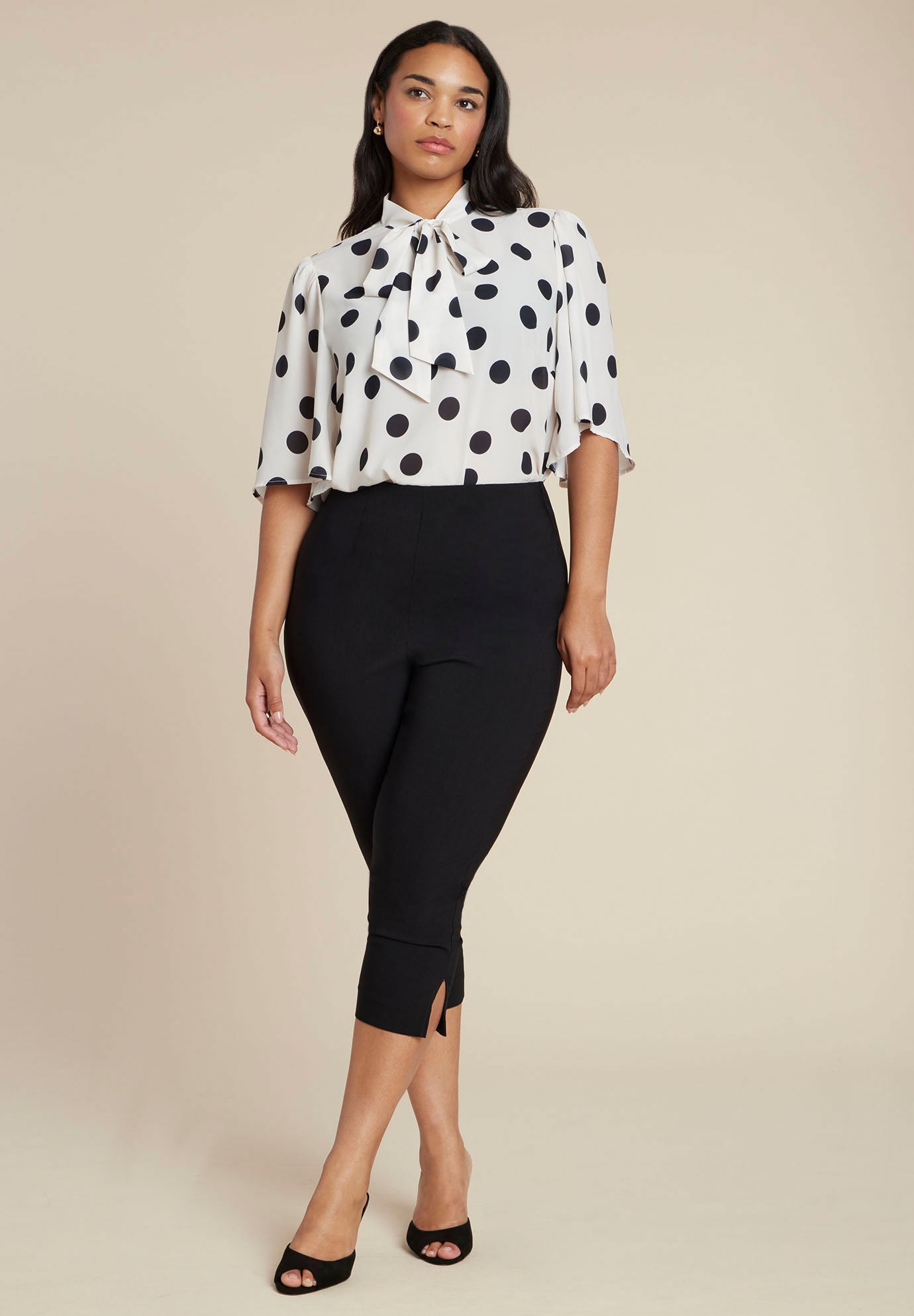 Bow Blouse With Flutter Sleeve image number 2