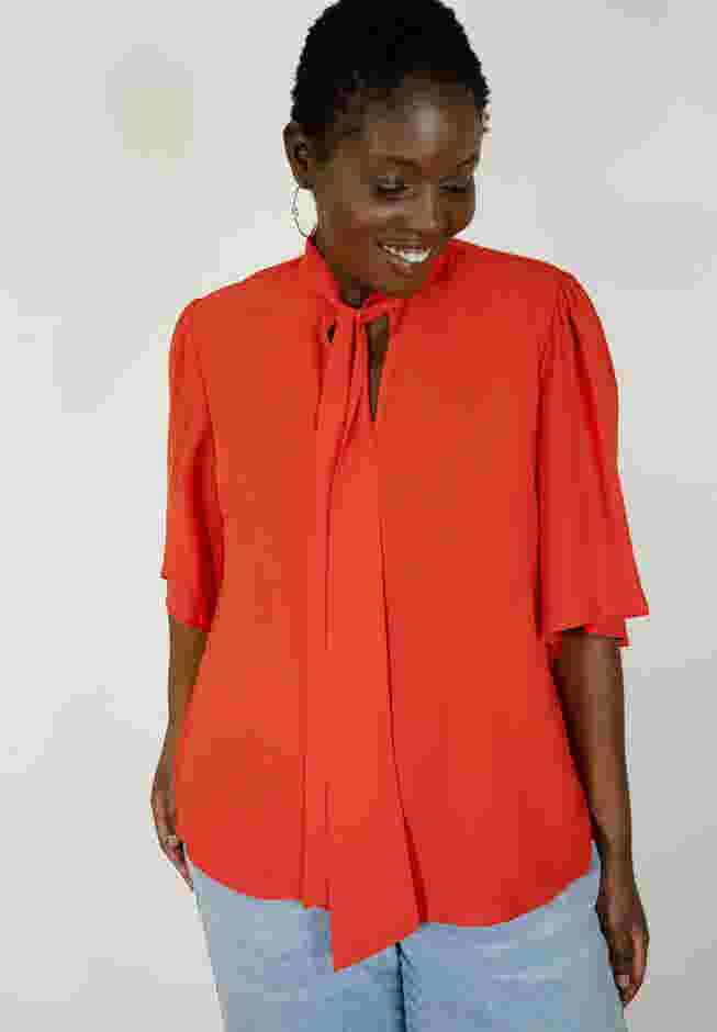 Bow Blouse with Flutter Sleeve image number 0