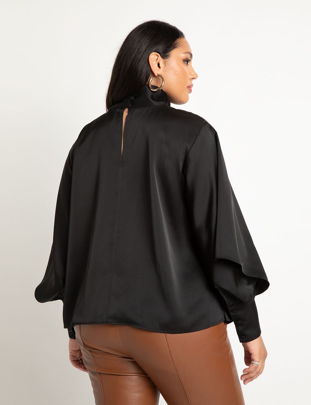 Draped Neck Satin Blouse image number 1