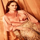 Draped Neck Satin Blouse image number null