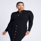 Mock Neck Rib Button Dress image number null