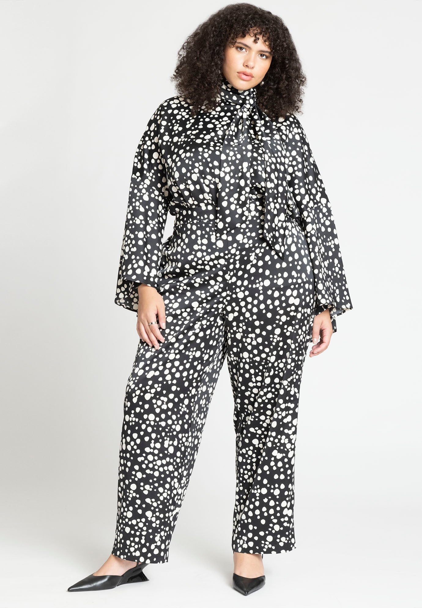 Tie Neck Cape Blouse image number 3