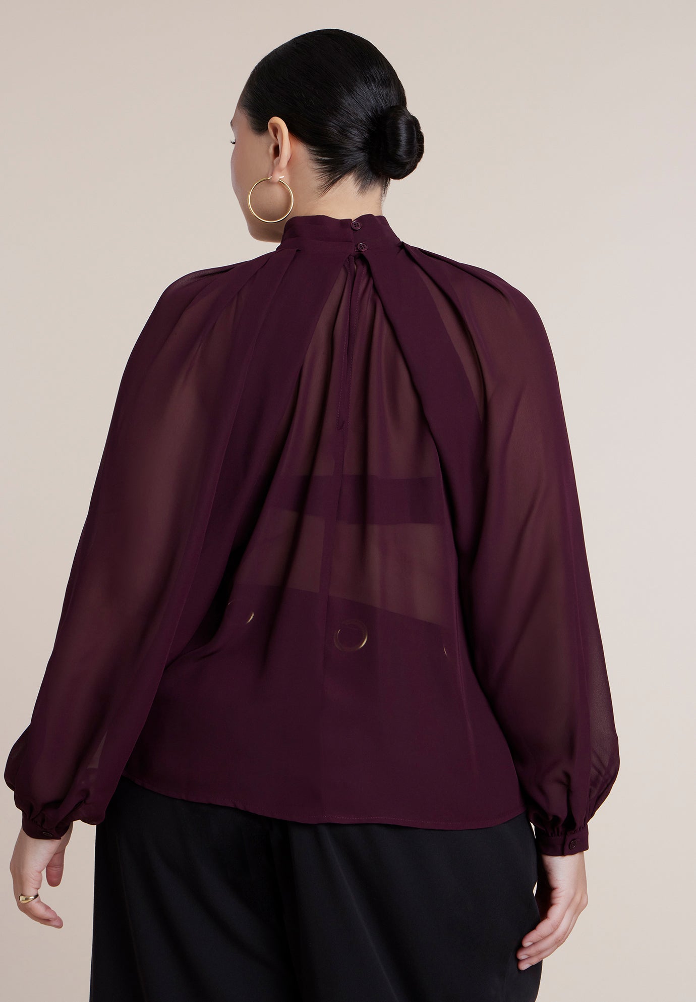Draped Sleeve Chiffon Top image number 1