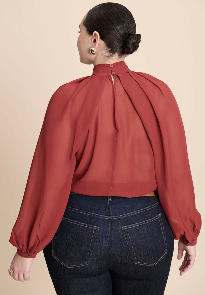 Draped Sleeve Chiffon Top image number 2