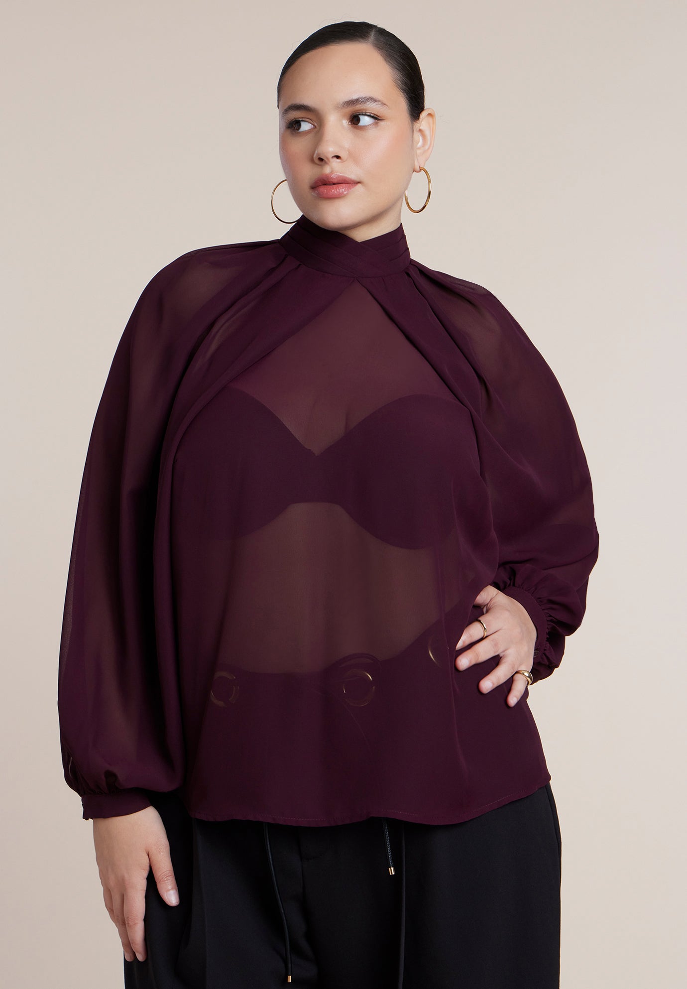 Draped Sleeve Chiffon Top image number 0
