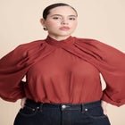 Draped Sleeve Chiffon Top image number null