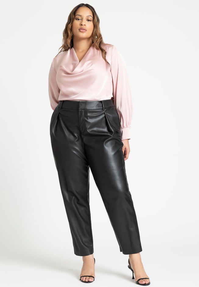 Draped Satin Cowl Neck Blouse image number 4
