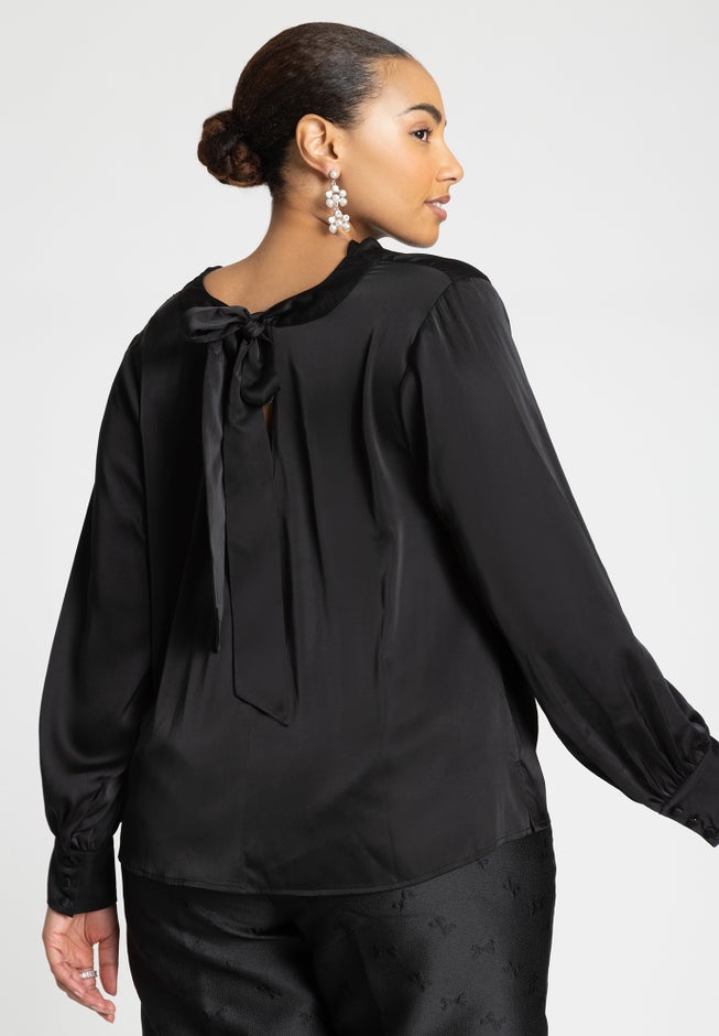 Draped Satin Cowl Neck Blouse image number 1