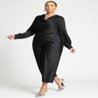 Draped Satin Cowl Neck Blouse image number null