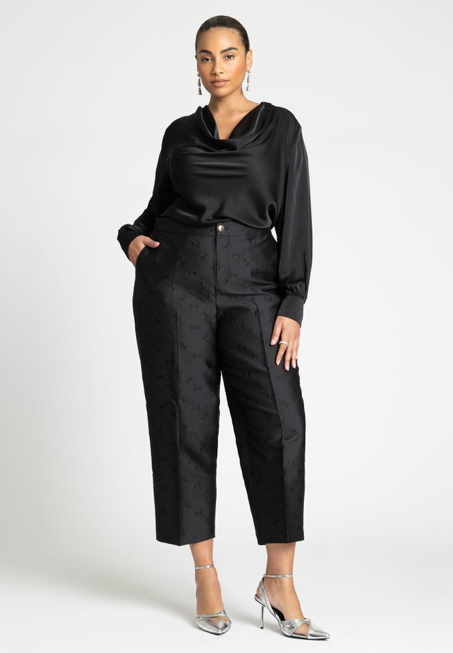 Draped Satin Cowl Neck Blouse image number 3