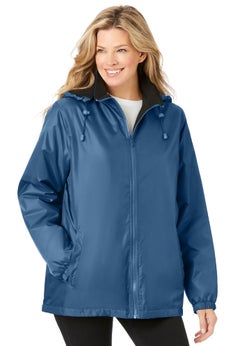 Storm Fleece-Lined Raincoat with Zip-Off Hood