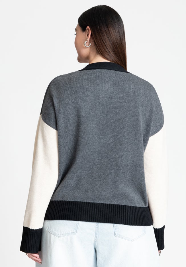 Colorblocked Boxy Cardigan image number 1