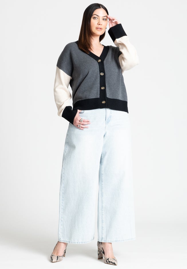Colorblocked Boxy Cardigan image number 2