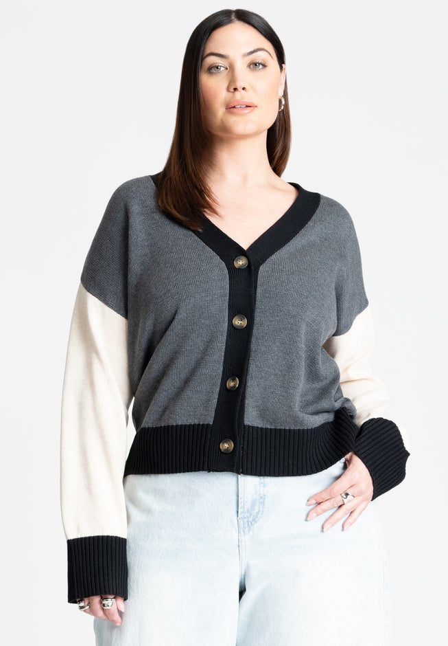 Colorblocked Boxy Cardigan image number 0