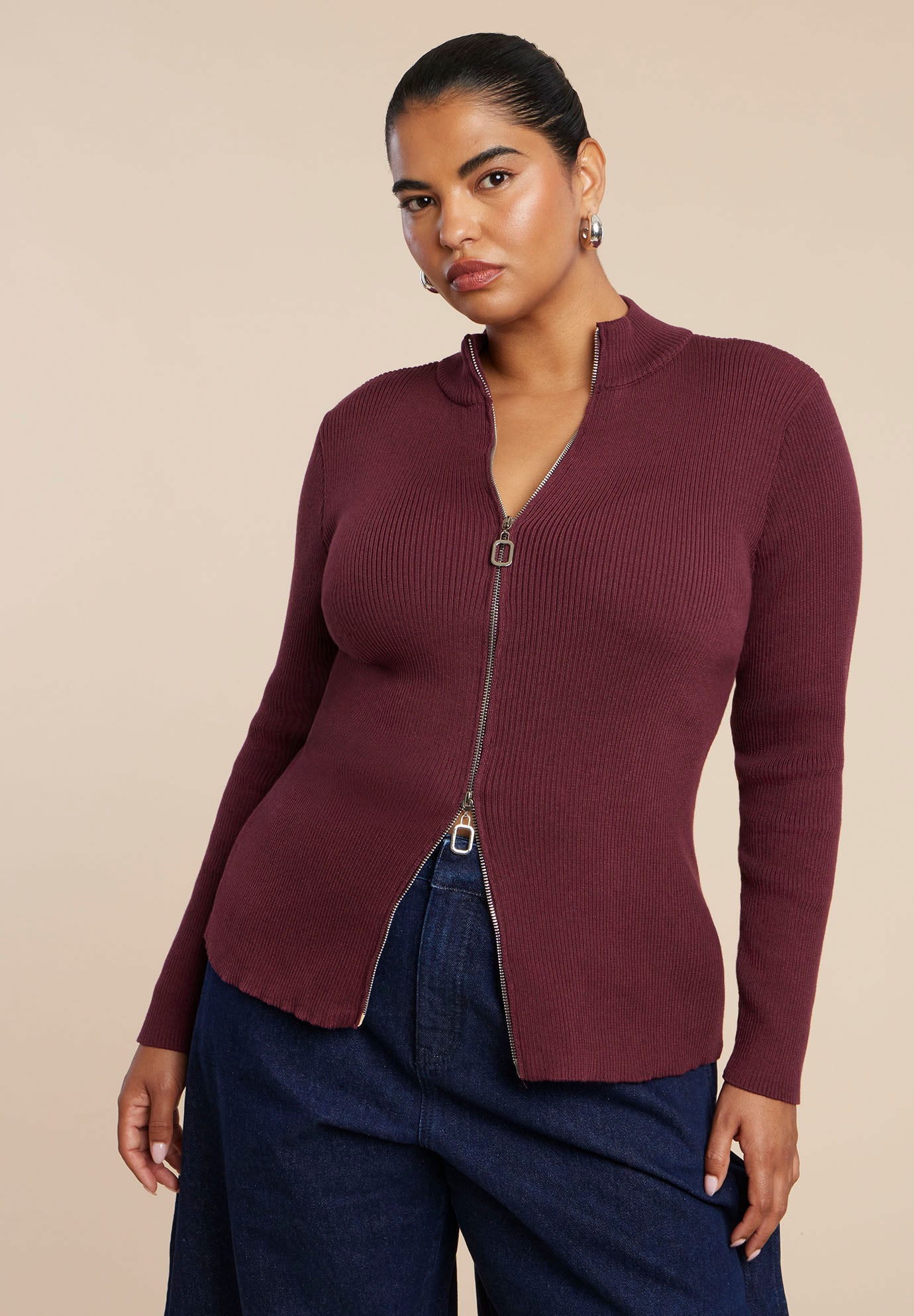 Two Way Zipper Sweater image number 1