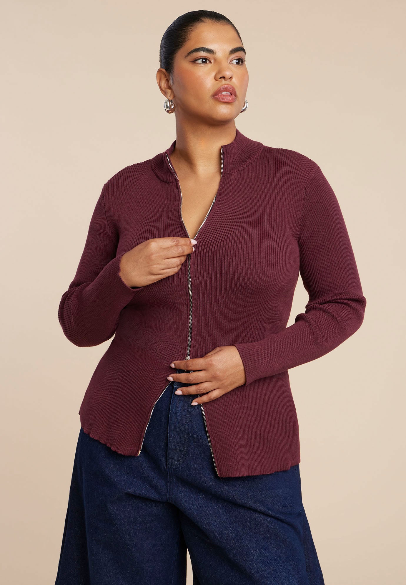 Two Way Zipper Sweater image number 2