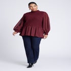 Twofer Sweater With Chiffon image number null