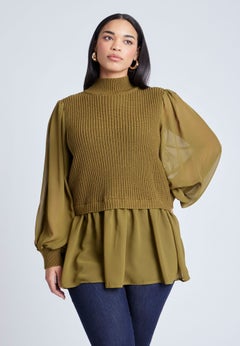 Twofer Sweater With Chiffon