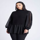 Twofer Sweater With Chiffon image number 0
