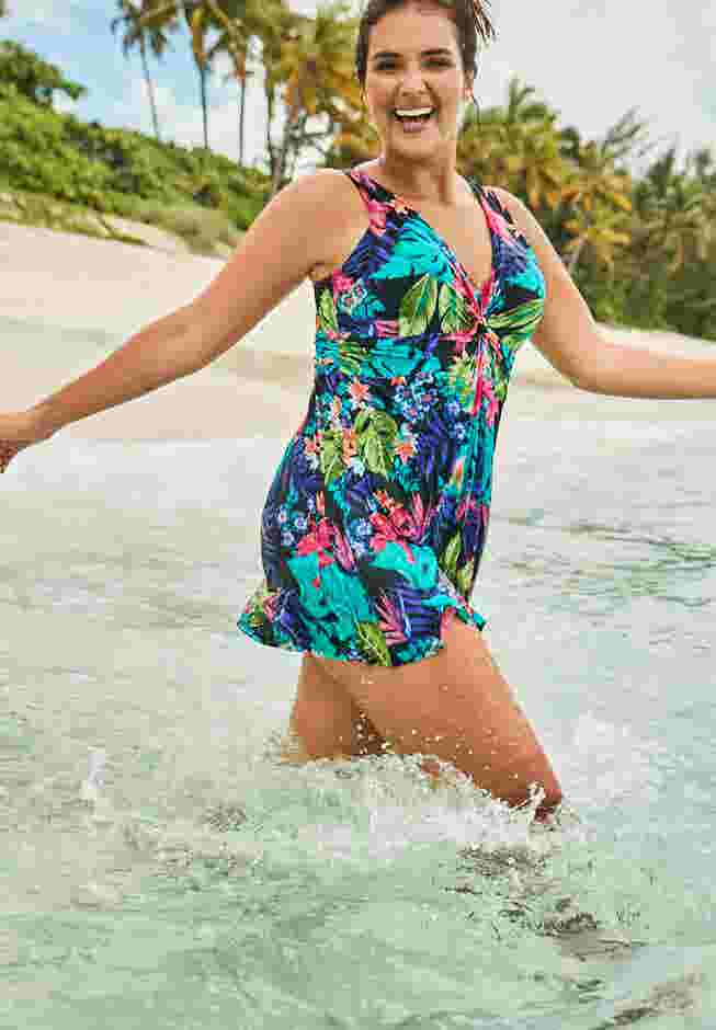 Twist-Front Swim Dress image number 3