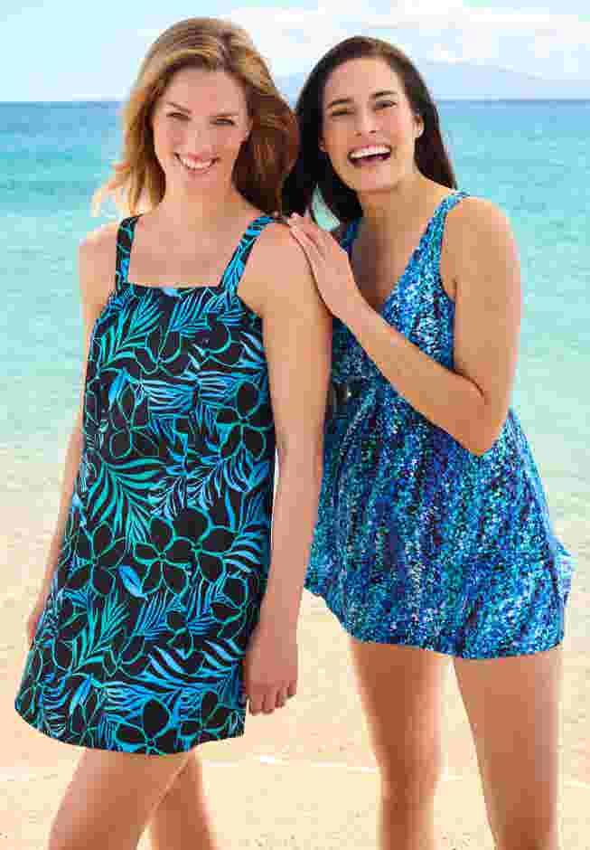 Princess-Seam Swim Dress image number 4