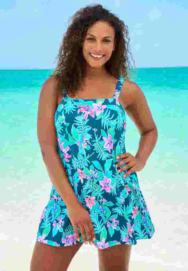 Princess-Seam Swim Dress image number 0