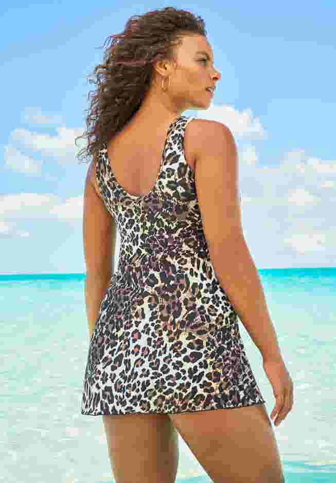 Mesh-Trim Swim Dress image number 1