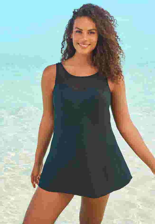 Mesh-Trim Swim Dress image number 0