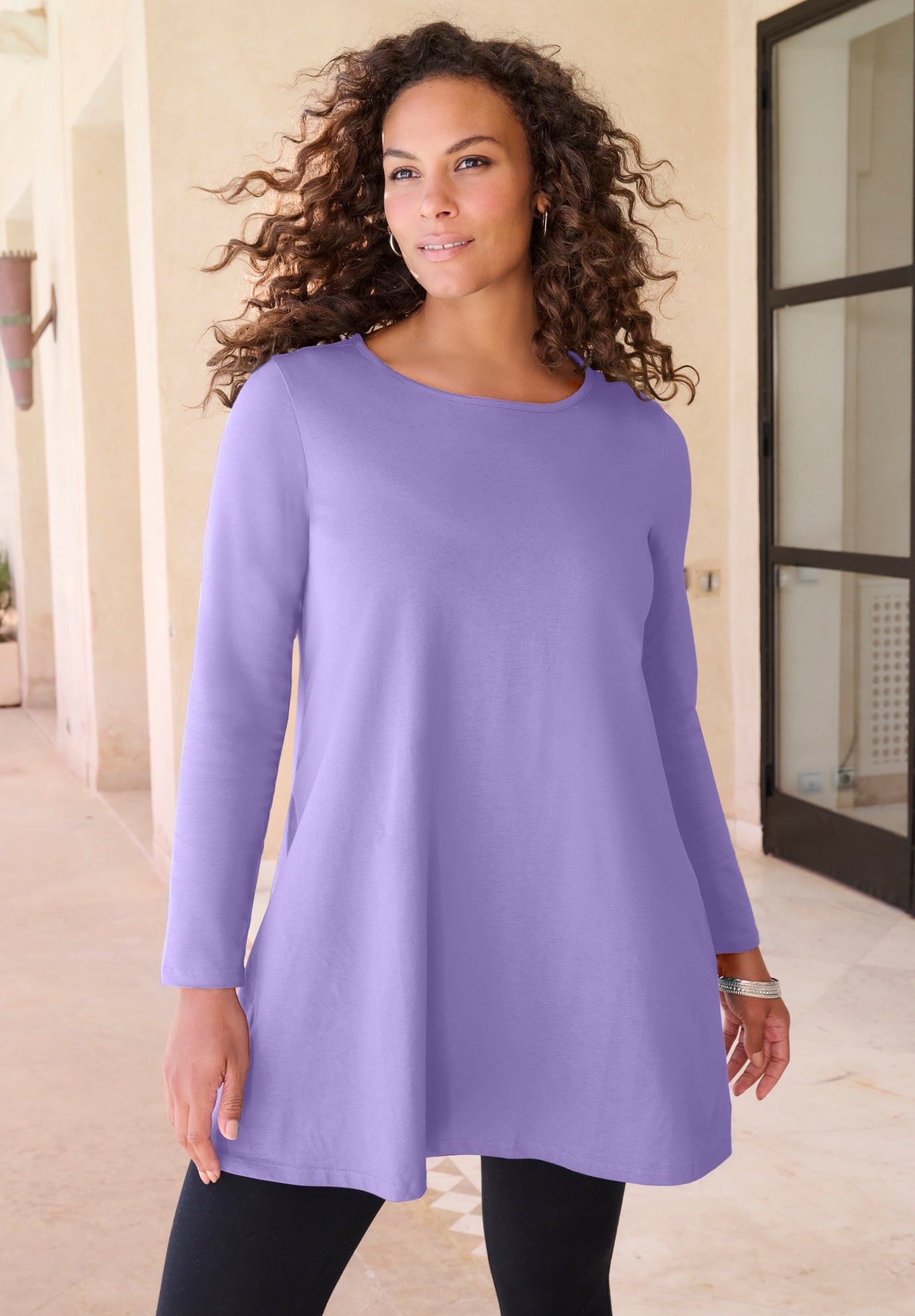 Ultimate Long Sleeve Crewneck Swing Tunic image number 0