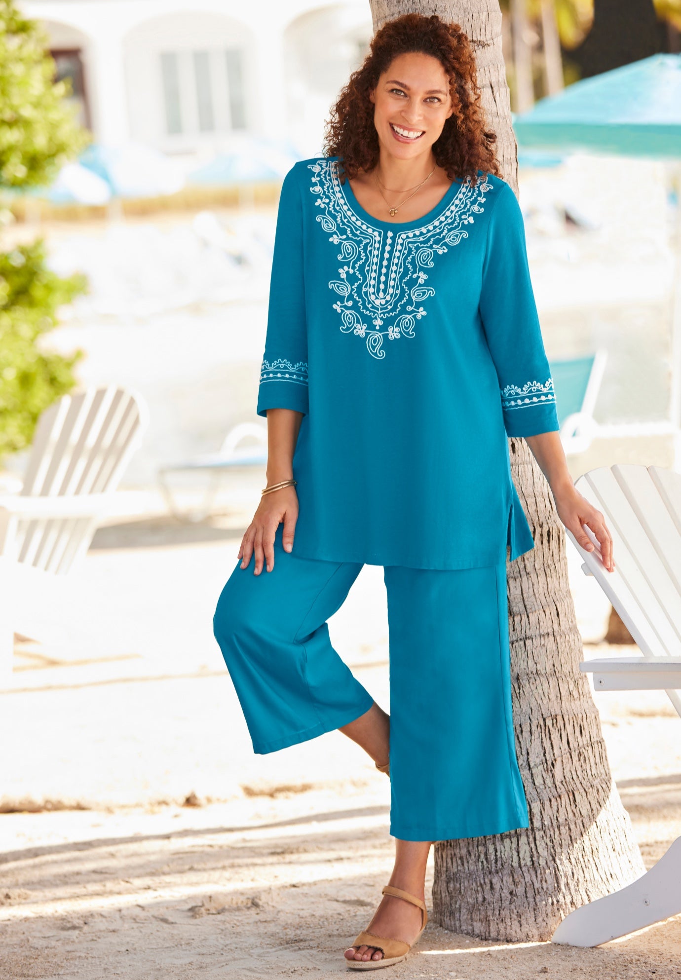 Embroidered Knit Tunic image number 0