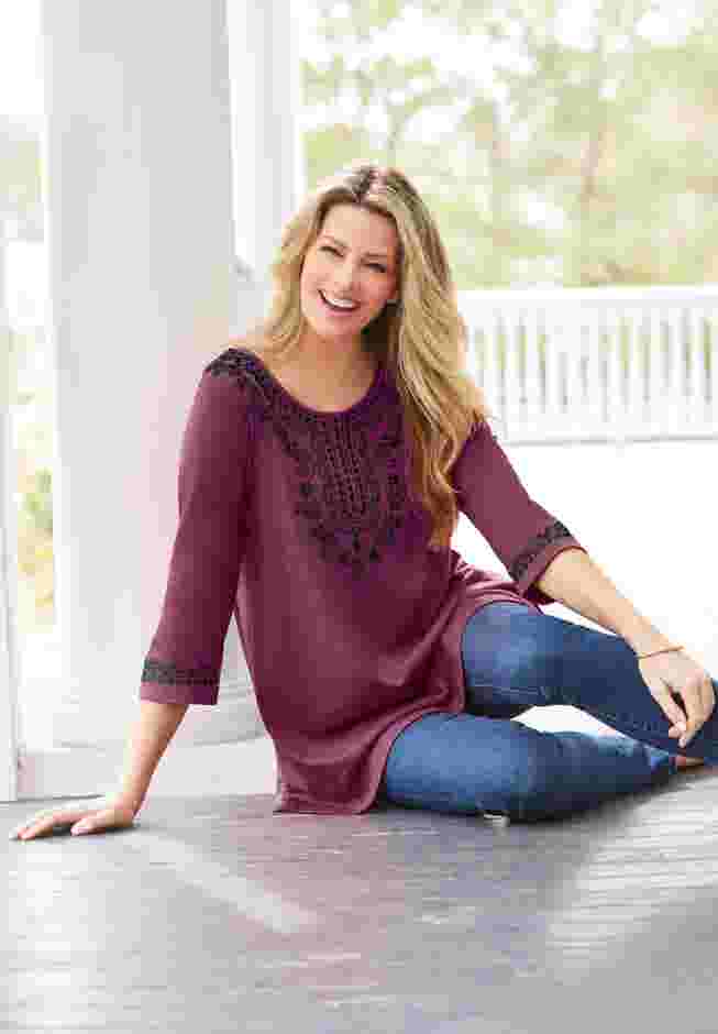 Embroidered Knit Tunic image number 0