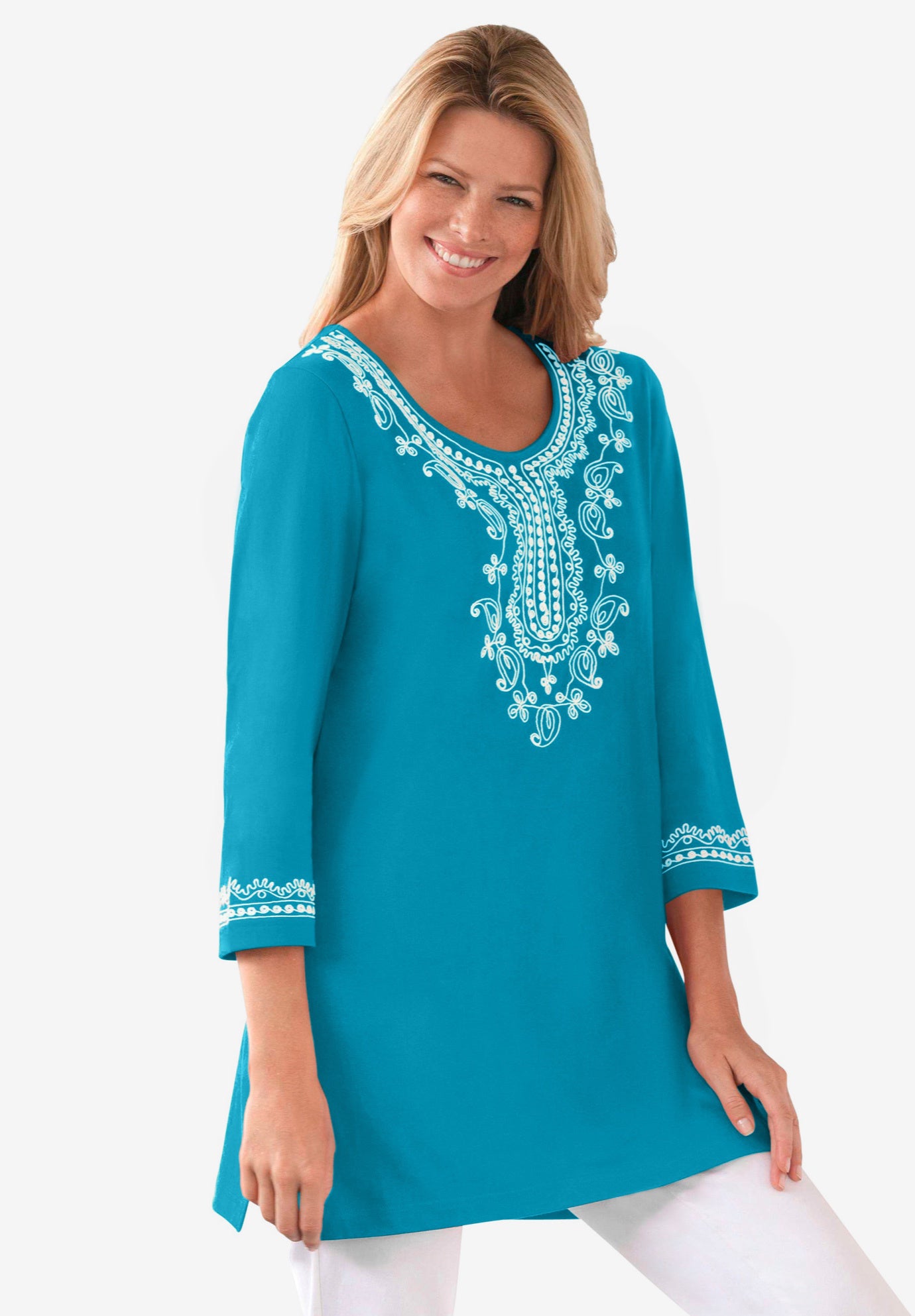 Embroidered Knit Tunic image number 1