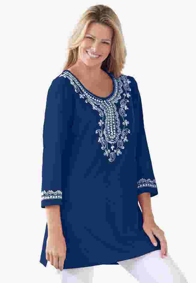 Embroidered Knit Tunic image number 3