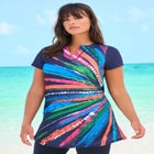 Longer Length Short-Sleeve Swim Tunic image number null