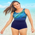 Empire-Waist Swimsuit with Molded Bra image number null