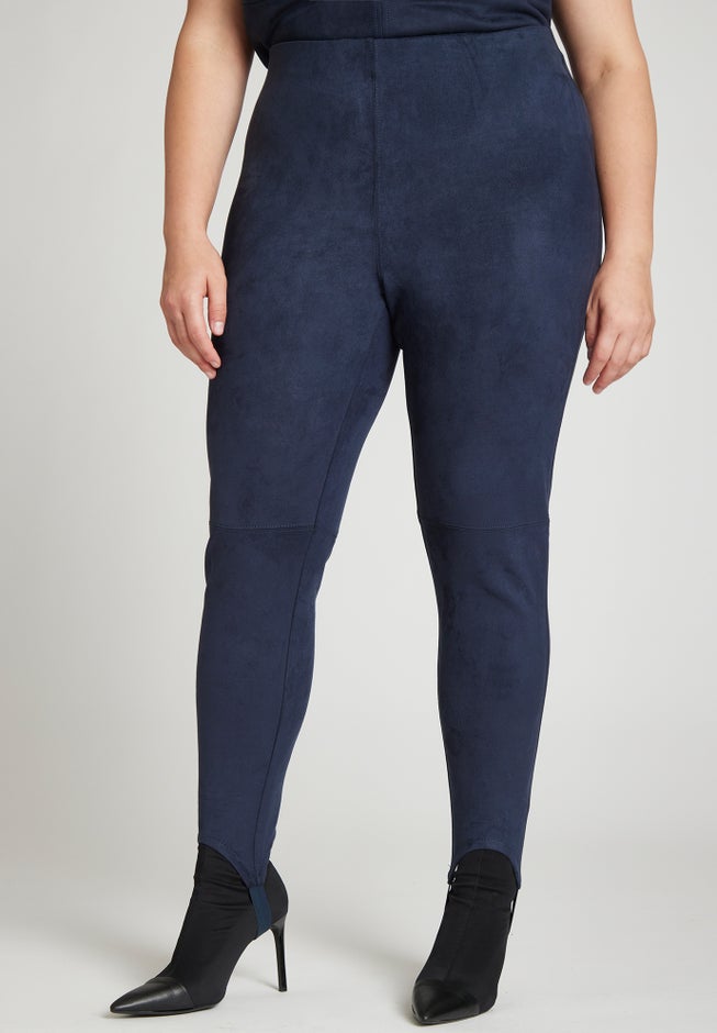 Barkwood x ELOQUII Faux Suede Leggings With Stirrups image number 1