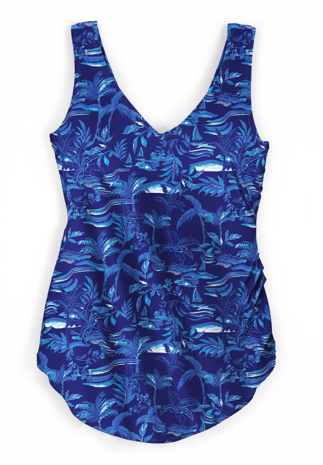 Sarong V-Neck Tummy Control One-Piece Swimsuit image number 3