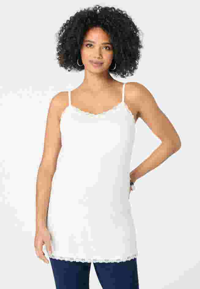 Lace Trim Knit Cami with Adjustable Straps image number 0