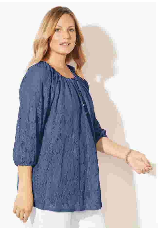 Stretch Lace Peasant Blouse image number 2