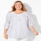 Stretch Lace Peasant Blouse image number null